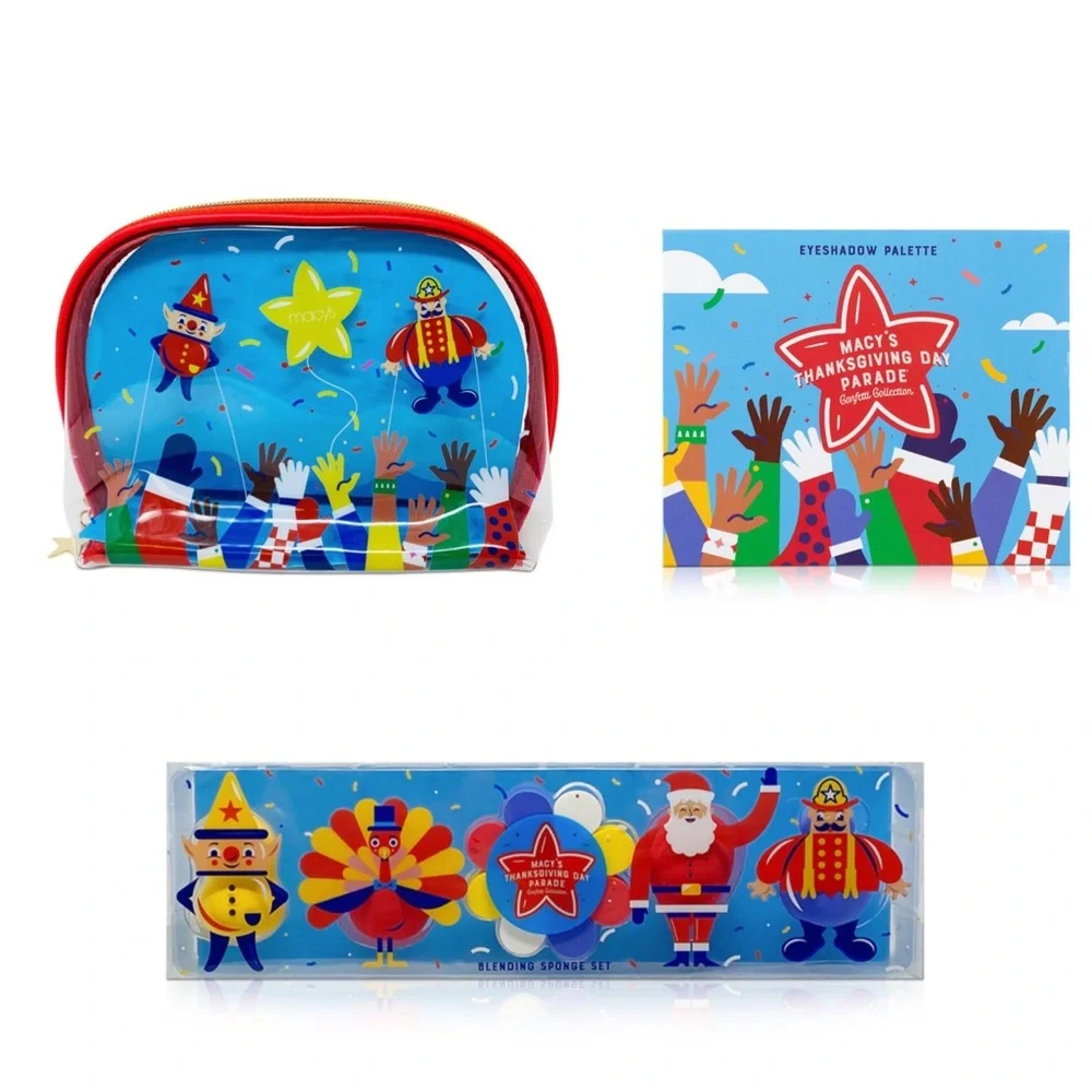 Macy’s Thanksgiving Day Parade 2021 3pc Makeup Set Palette Bag Sponges NWT